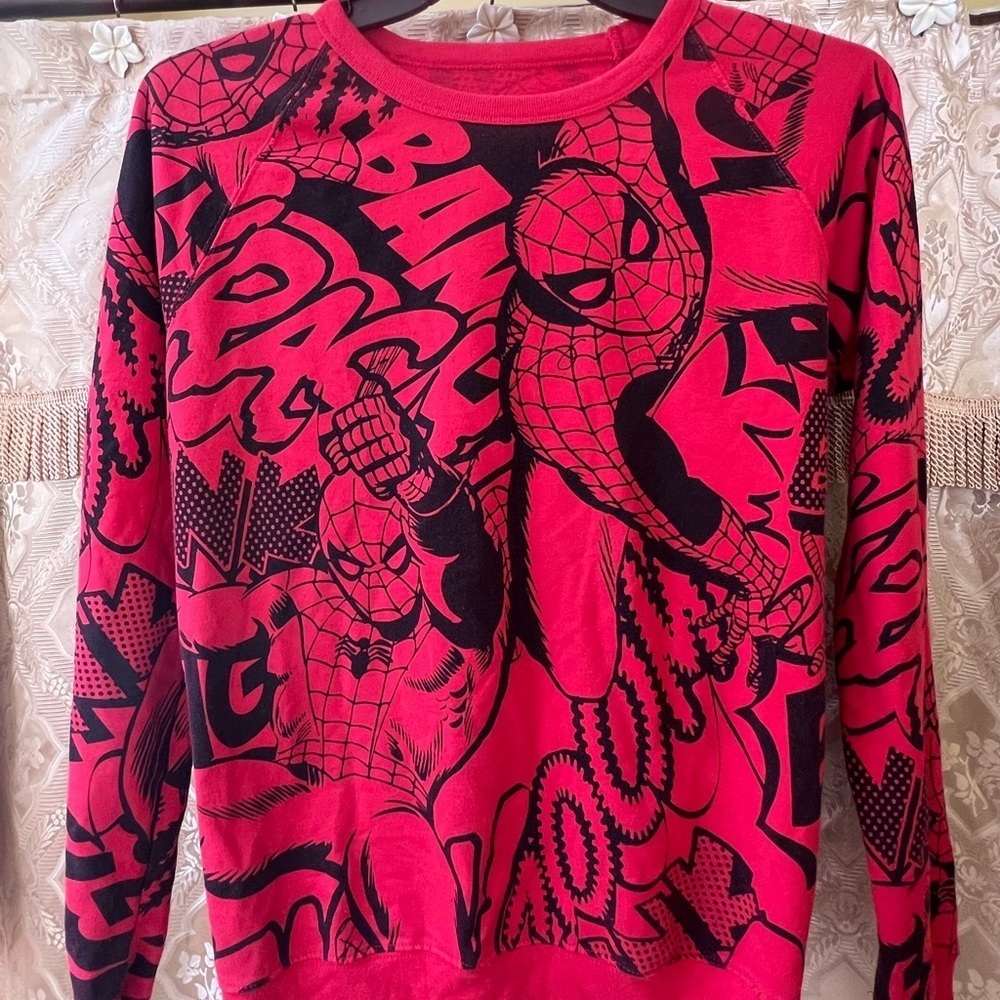 Disney Marvel Spider-Man Sz Small Sweatshirt We Love Fine Red and Black